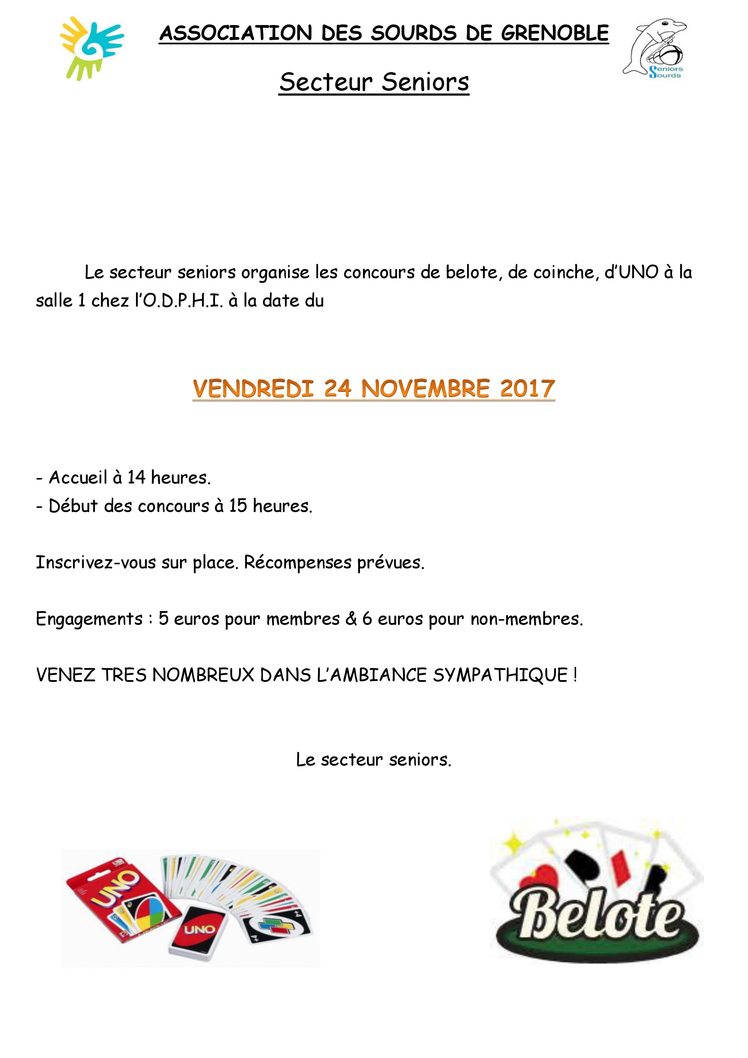 programme seniors du 24 novembre 2017