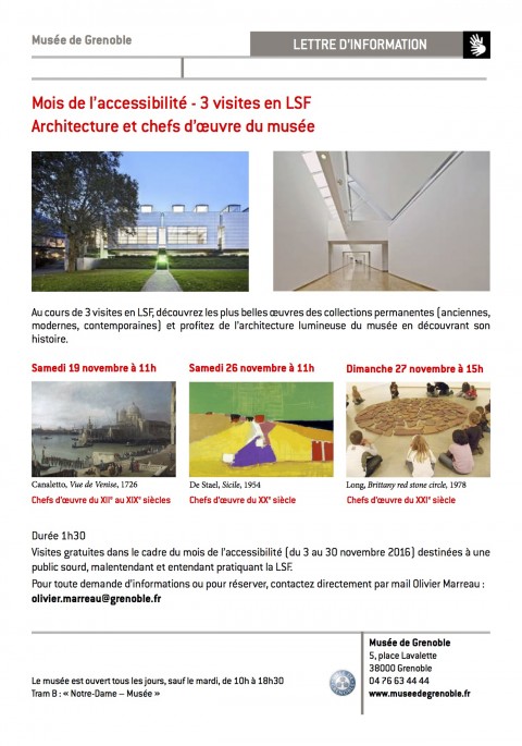 Mois de l’accessibilité – 3 visites en LSF: Architecture et chefs d’oeuvre de musée à Grenoble