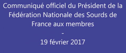 Communiqué du Président FNSF – 19 Février 2017