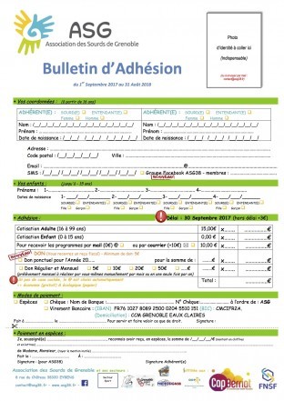 Bulletin Adhésion ASG 2017/2018
