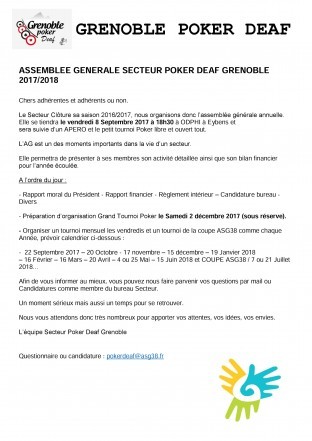AG secteur Poker Deaf Grenoble du Vendredi 8 Septembre